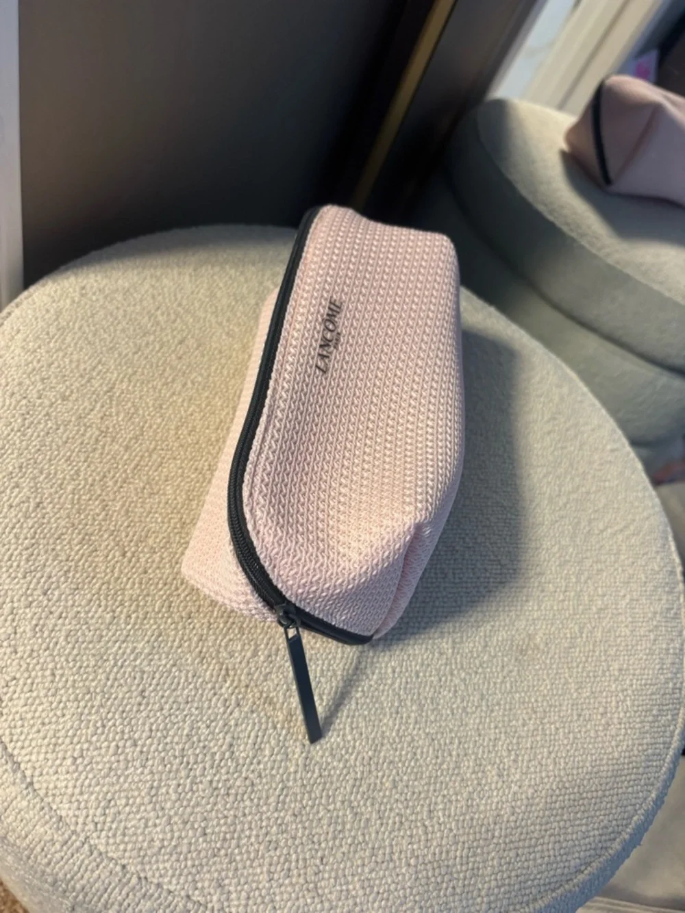 Lancome Pink Textured Cosmetic Pouch